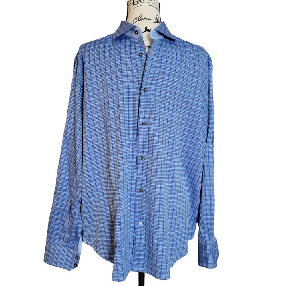 Robert Graham Blue Button Down Men's Shirt - Size XL